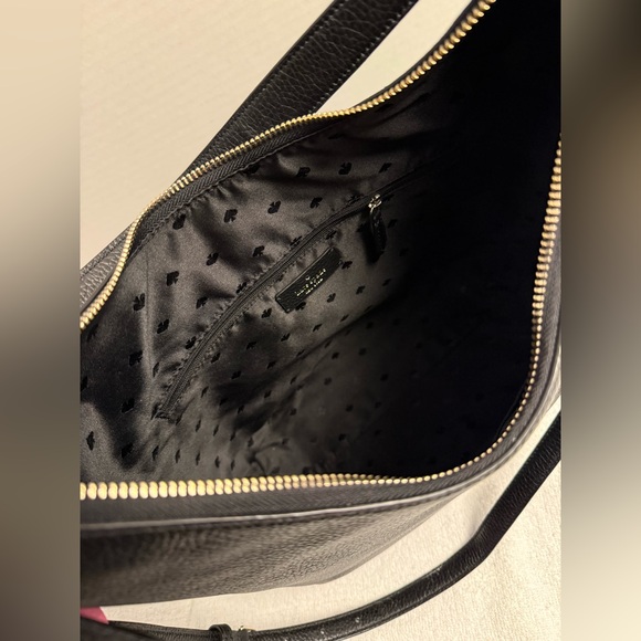 Kate Spade New York Zippy Large Shoulder Bag Black Pebbled Leather NWT - Picture 6 of 12